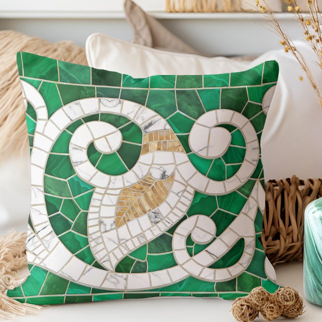 Coussin Art de la mosaïque de la feuille et du marbre brun (Créateur téléchargé)