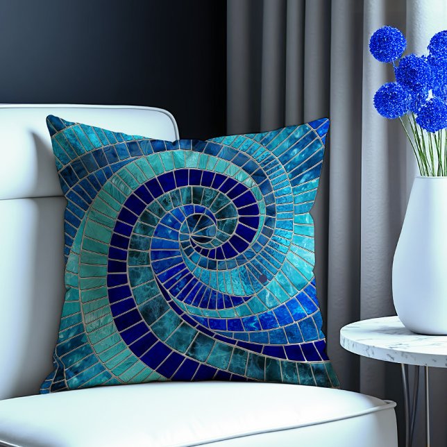 Coussin Art de la mosaïque de la vague océanique (Créateur téléchargé)