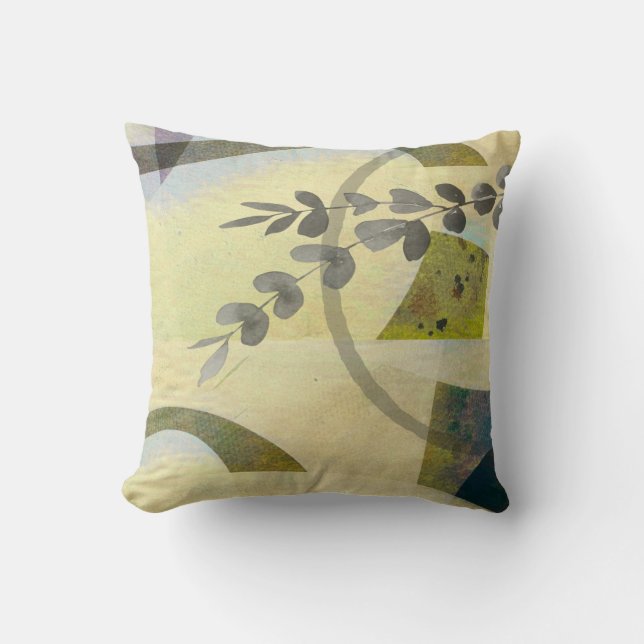 Coussin Art de la nature abstraite avec feuilles en vert m (Recto)