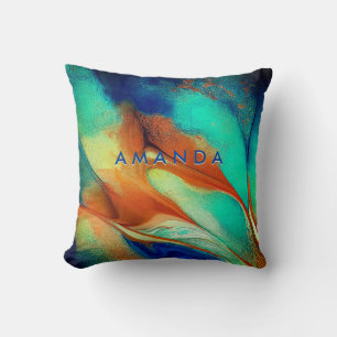 Coussin Art de la parties scintillant en marbre orange imi