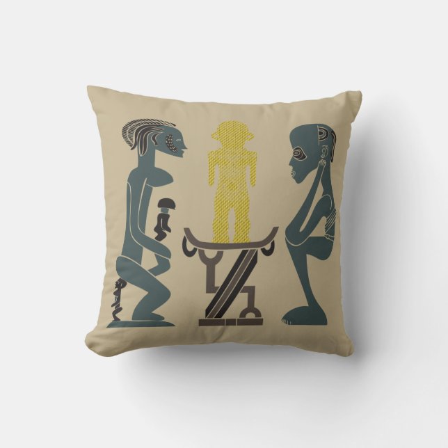 Coussin Art de la scène tribale africaine Abstraite (Recto)
