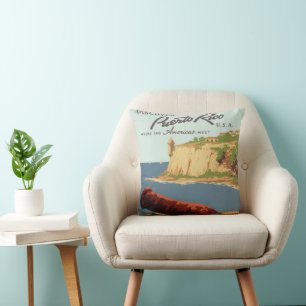Coussin Art de l'affiche de voyage vintage, Découvrez Port