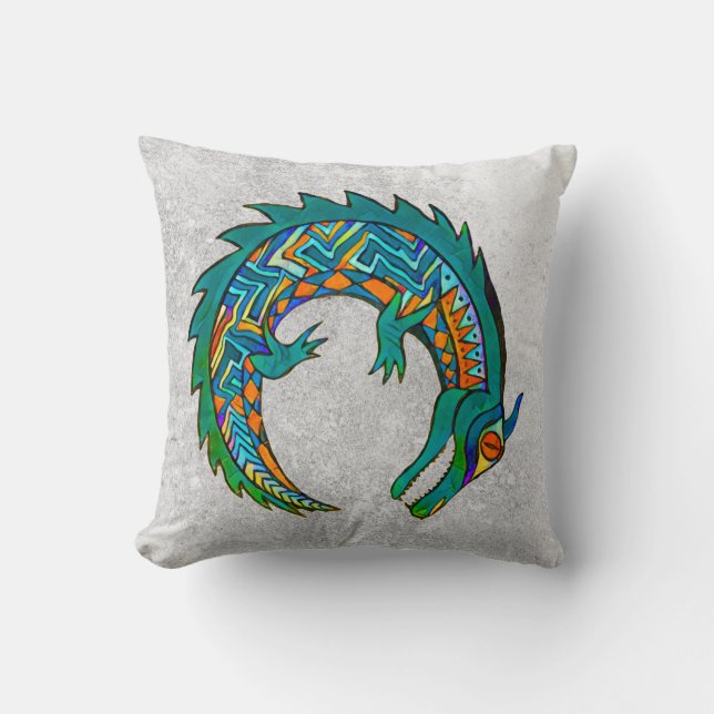 Coussin Art de l'alligator tribal (Recto)