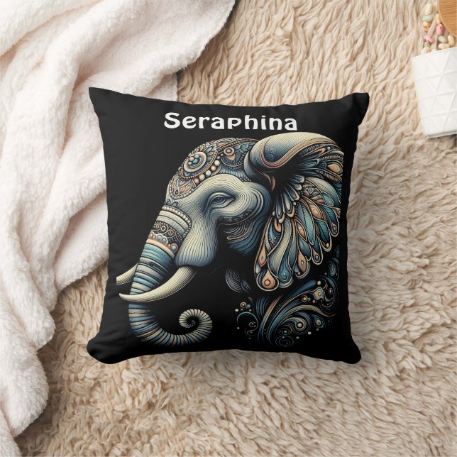 Coussin Art de l'éléphant de l'aube fleuri (Couverture)