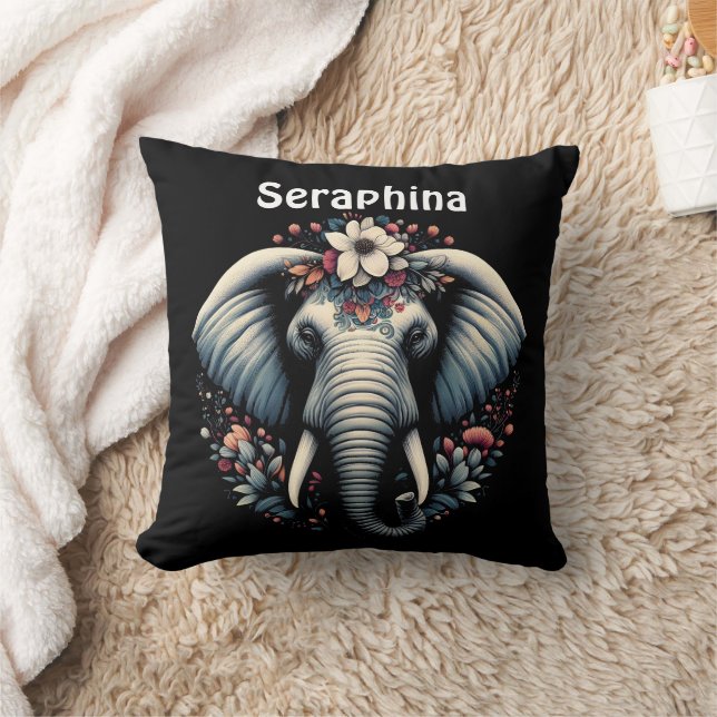 Coussin Art de l'éléphant de l'aube fleuri (Couverture)