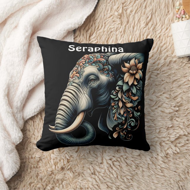 Coussin Art de l'éléphant de l'aube fleuri (Couverture)
