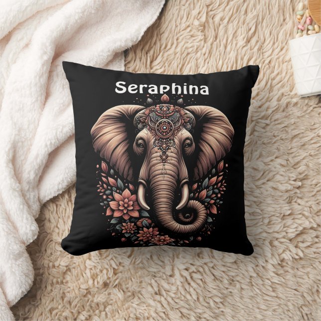 Coussin Art de l'éléphant de l'aube fleuri (Couverture)