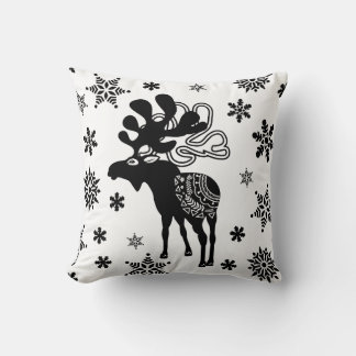 Coussin Art de l'étoile d'hiver nordique et flocons de nei