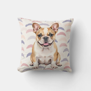 Coussin Art de motif d'arche en aquarelle de Bouledogue Fr
