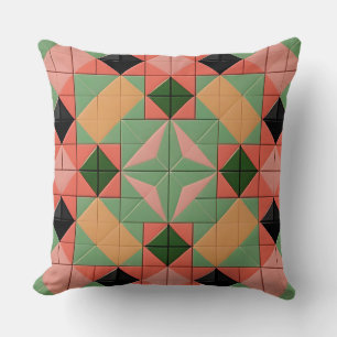 Coussin Art de motif de symétrie géométrique coloré