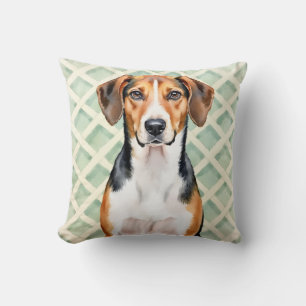 Coussin Art de motif en treillis à l'aquarelle du renard a