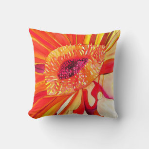 Coussin Art de peinture à l'aquarelle de fleurs de Gerbera