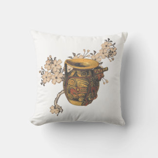Coussin Art de poterie inspiré par l'Inde avec design flor