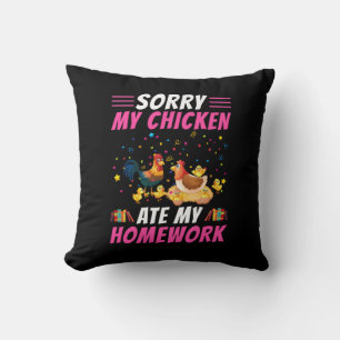 Coussin Art de poulet Mon poulet a mangé mon devoir