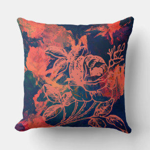 Coussin Art de rose rouge abstrait