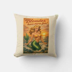 Coussin Art de sirène pin-up blonde de plage Vie côtière r