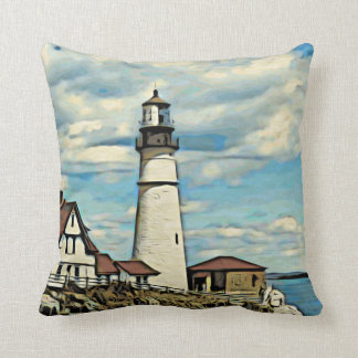 Coussin art de style de gravure sur bois de phare