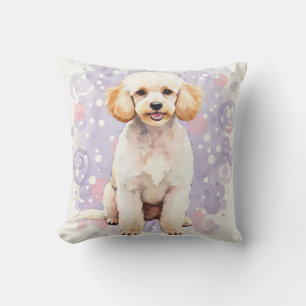 Coussin Art de tourbillon de points d'aquarelle de caniche