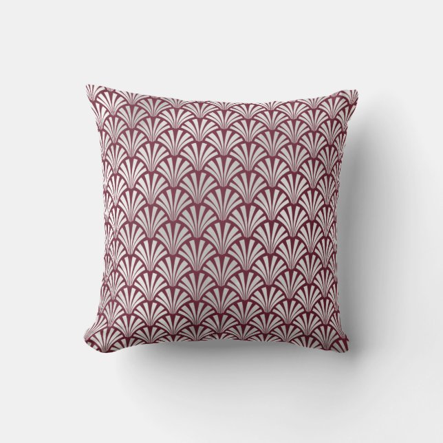 Coussin Art Déco Bourgogne Argent Gris Balances Coques (Recto)