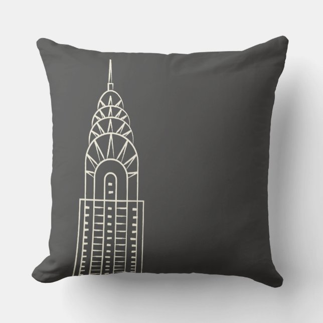 Coussin Art déco Chrysler construisant le carreau dans le (Recto)