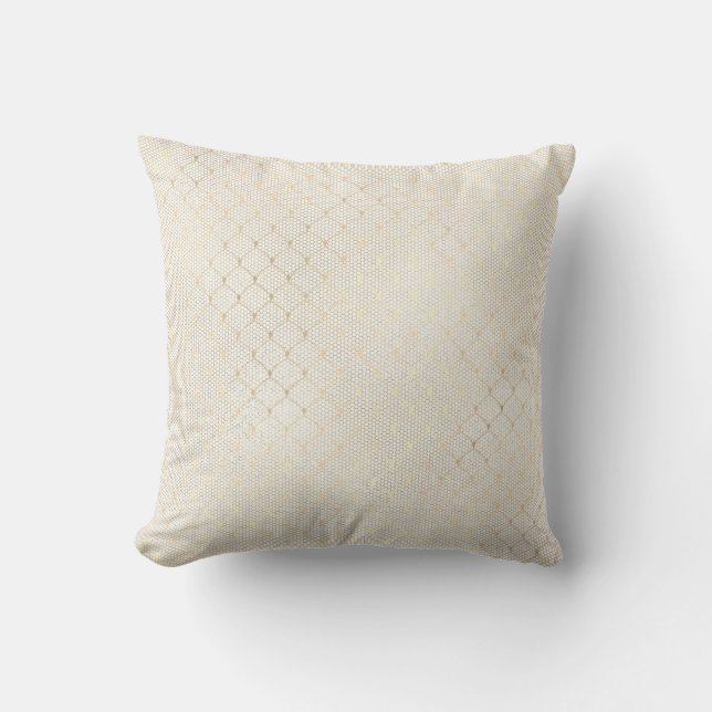 Coussin Art Déco Delicate Net Elegant Geometry Or ivoire (Recto)