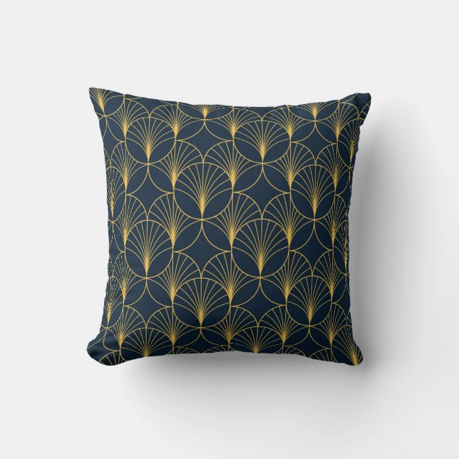 Coussin Art Déco Elégance : Motifs Ventilateurs (Recto)