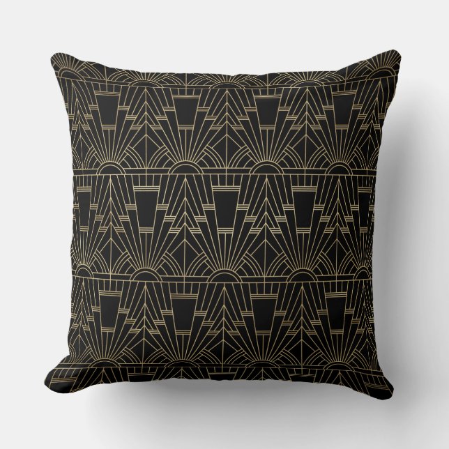 Coussin Art Déco Noir Or (Recto)