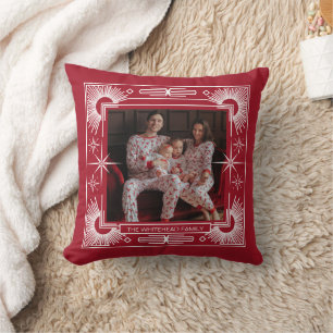 Coussin Art Déco Photo Christmas Star Holiday Red