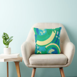 Coussin Art Déco vintage jazz pochoir papillons de jardin