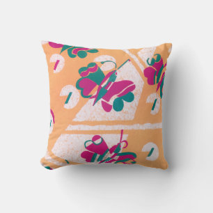Coussin Art Déco vintage jazz pochoir papillons de jardin