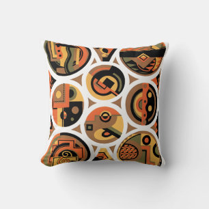 Coussin Art Déco vintage pochoir jazz cercles géométriques