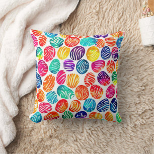 Coussin Art d'empreintes digitales coloré