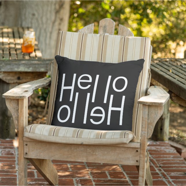 Coussin Art des mots Hello Welcome en blanc moderne sur fo (Chaise)