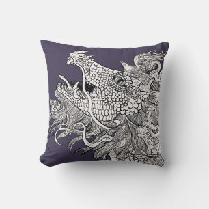 Coussin Art détaillé de dragon d'enchantement de dragon