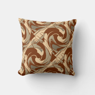 Coussin Art Diagonal Brown Beige Tan Méditerranéen Imprime