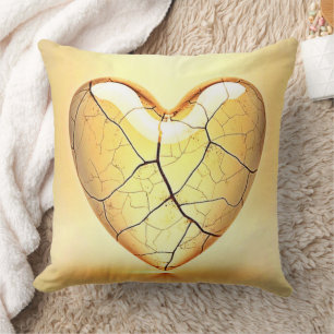 Coussin Art du cœur doré fissuré