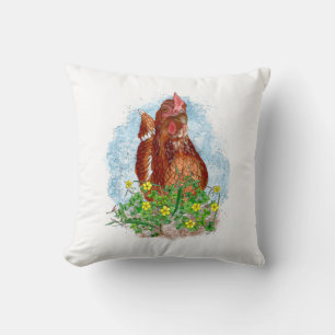 Coussin Art du poulet tiré à la main