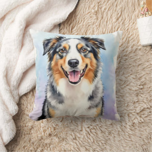 Coussin Art éclaboussé aquarelle de Berger Australien