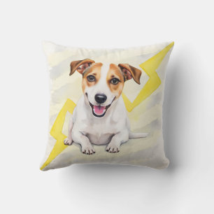Coussin Art énergique en zigzag aquarelle de Jack Russell