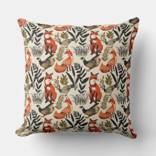 Coussin Art et artisanat renard et gibier
