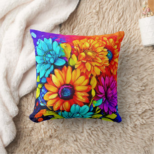 Coussin Art floral Abstrait et dynamique en multicolore