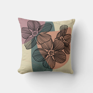 Coussin Art floral élégant avec cercles Abstraits II