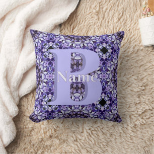 Coussin Art floral personnalisé avec initiale de monogramm