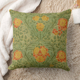 Coussin Art floral Rose et Feuille vintage Mackmurdo