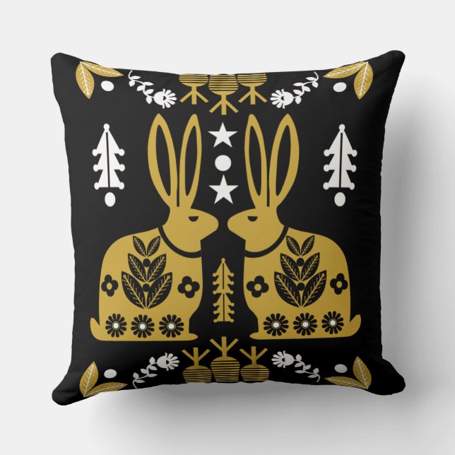 Coussin Art folklorique nordique scandinave       (Verso)