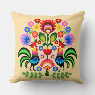 Coussin Art folklorique polonais - motif de broderie flora