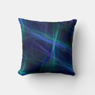 Coussin Art fractal Abstrait bleu bleu brun