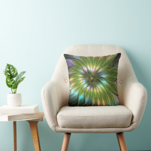 Coussin Art Fractal Fleur Imaginaire Coloré Lumineux