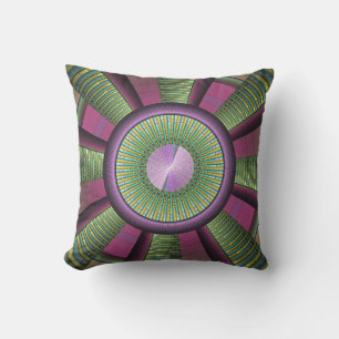 Coussin Art Fractal Moderne Rond Et Coloré