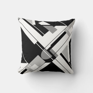 Coussin Art géométrique gris noir design